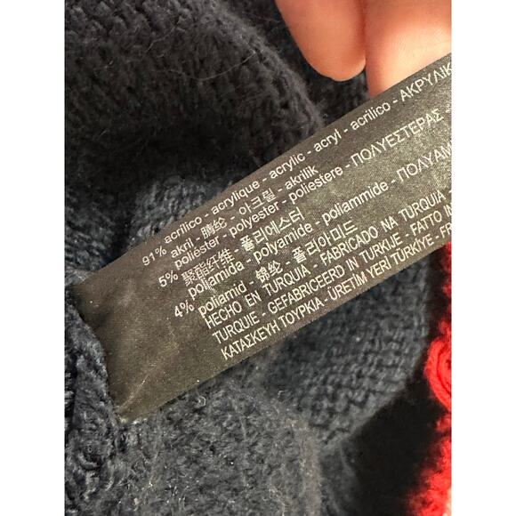 ZARA blue red white trim distressed oversized sweater size medium - Picture 4 of 12